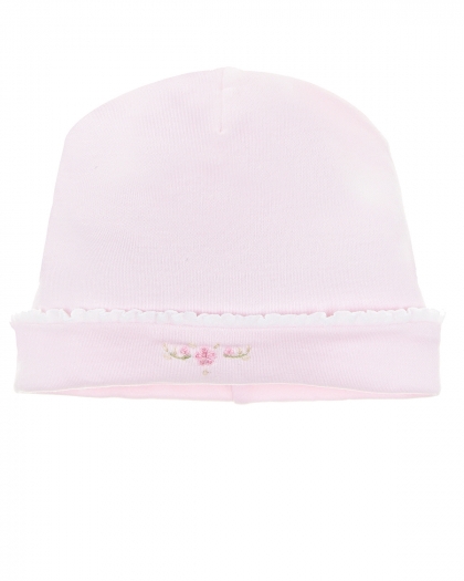 Розовая шапка с вышивкой на отвороте Kissy Kissy | Фото 1