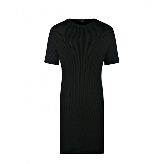 Черное платье с короткими рукавами Balmain | Фото 1