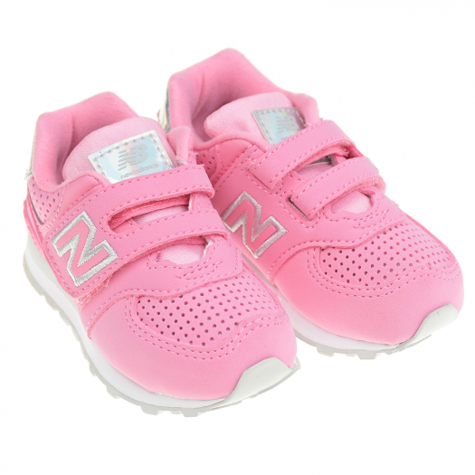 Розовые кроссовки с серебристым логотипом NEW BALANCE | Фото 1
