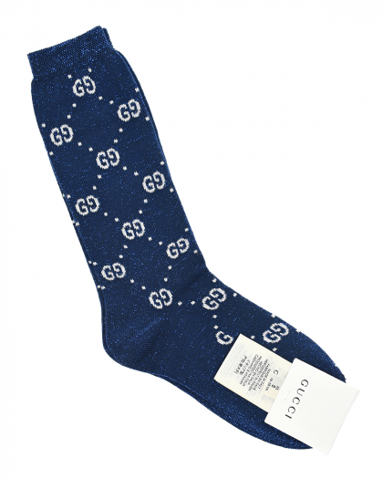 Синие носки с люрексом GUCCI | Фото 1