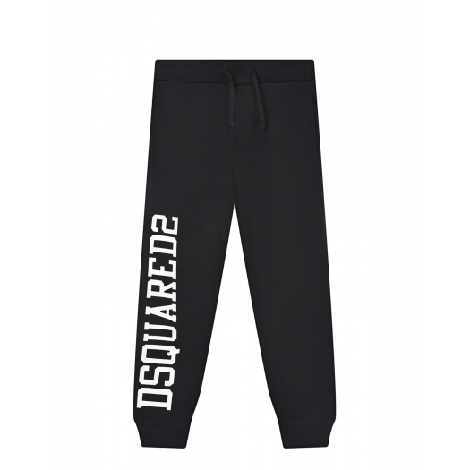 Черные спортивные брюки с белым лого Dsquared2 | Фото 1
