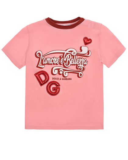 Розовая футболка с аппликациями Dolce&Gabbana | Фото 1