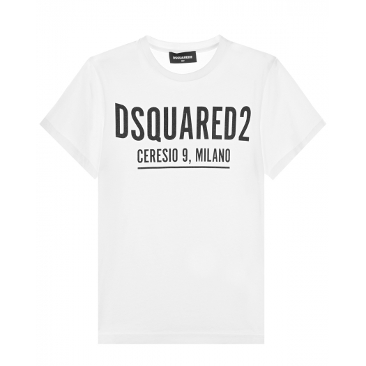 Белая футболка с черным логотипом Dsquared2 | Фото 1