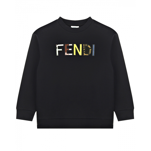 Черный свитшот с разноцветным логотипом Fendi | Фото 1