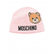 Розовая трикотажная шапка с принтом и логотипом Moschino | Фото 1