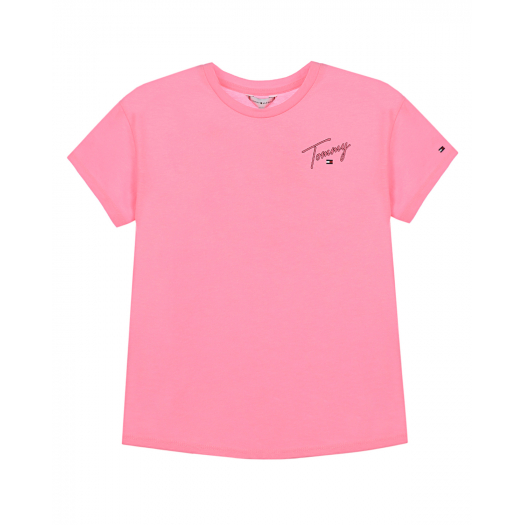 Розовая футболка с логотипом Tommy Hilfiger | Фото 1