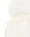 Белая шапка из шерсти с меховым помпоном и стразами Il Trenino | Фото 4
