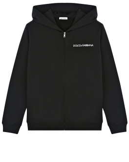 Черная спортивная куртска с белым логотипом Dolce&Gabbana Черный, арт. L4JW3E G7SSZ N0000 | Фото 1