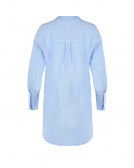 Голубая удлиненная рубашка 120% Lino Голубой, арт. V0W19LU000B317S00 VS27 | Фото 2