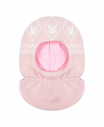 Розовая шапка-шлем с принтом "белые зайцы"