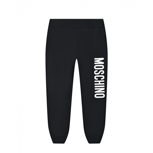 Черные спортивные брюки с белым лого Moschino | Фото 1