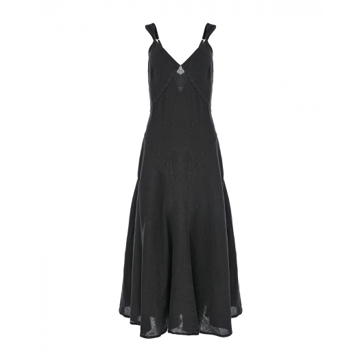 Приталенное черное платье 120% Lino | Фото 1