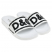 Шлепки с черным лого, белые Dolce&Gabbana | Фото 1