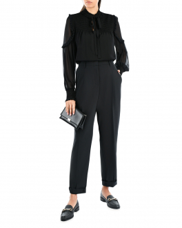 Черная блуза с шифоновыми рукавами Dorothee Schumacher Черный, арт. 524001 999 | Фото 2