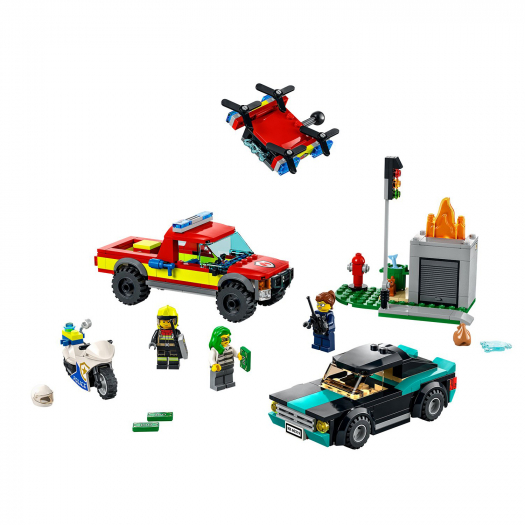 Конструктор CITY &quot;Пожарная бригада и полицейская погоня&quot; Lego | Фото 1