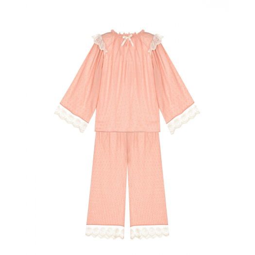 Розовая пижама с кружевной отделкой AMIKI | Фото 1