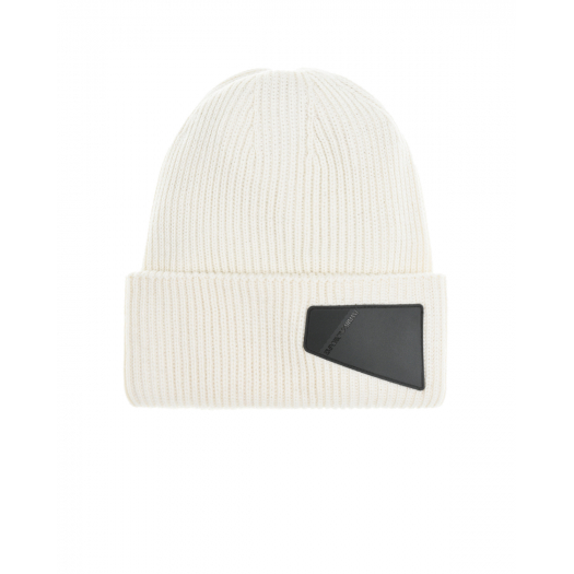 Белая шерстяная шапка с логотипом Emporio Armani | Фото 1